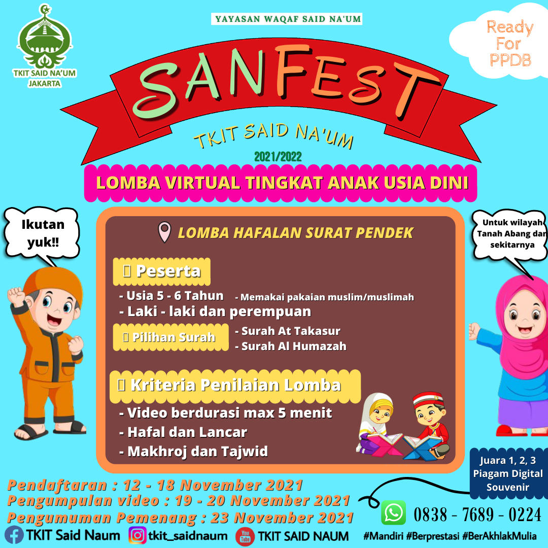 Sanfest Lomba Virtual Anak Usia Dini Kategori Lomba Hafalan Surat Pendek